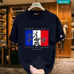 Áo phông nam nữ mùa hè in hình Paris - AP247 - Đen