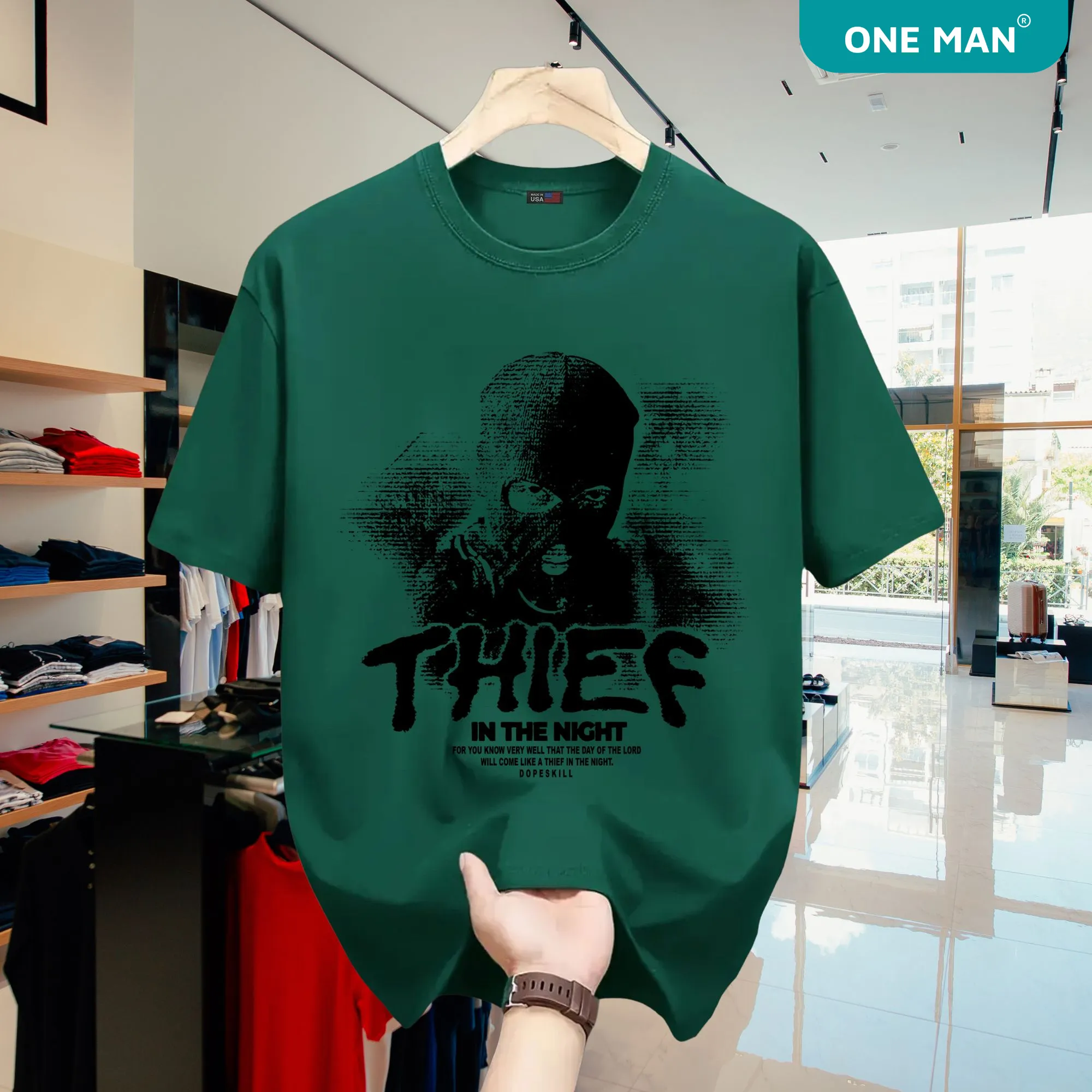 Áo thun nam nữ in hình Thief In The Night - AP259 - Xanh lá