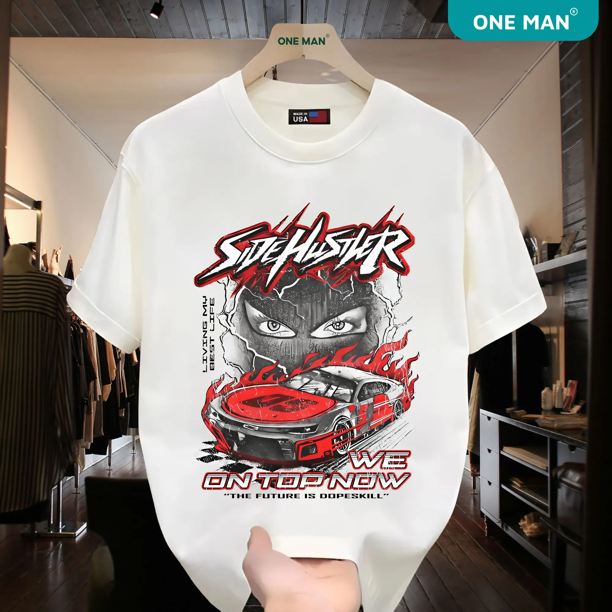 Áo thun nam nữ in hình Speedster - AP260 - Trắng