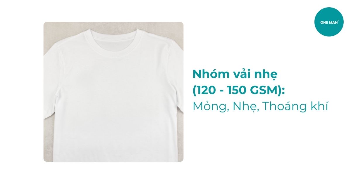 Nhóm vải nhẹ (Lightweight): 120gsm - 150gsm
