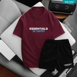 Bộ quần áo thun nam nữ ESSENTIALS San Francisco - SD292 - Đỏ