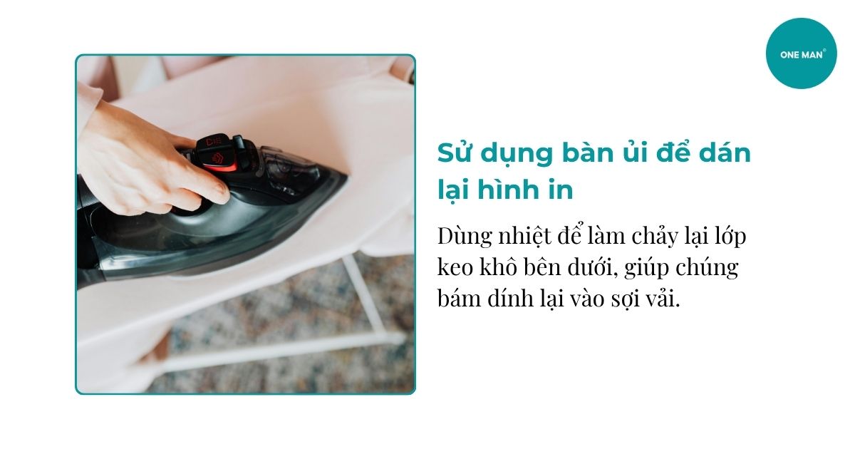 Sử dụng bàn ủi để dán lại hình in