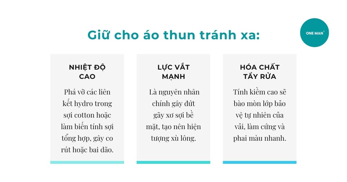 Giữ cho áo thun tránh xa Nhiệt, Lực và Hóa chất