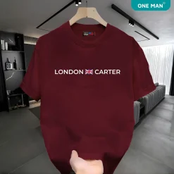 Áo thun 100% Cotton in hình London Carter - Đỏ đun