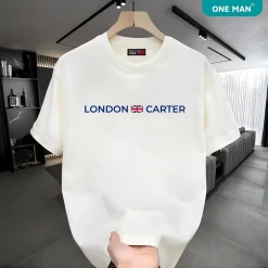 Áo thun 100% Cotton in hình London Carter - Trắng
