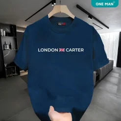 Áo thun 100% Cotton in hình London Carter - Xanh than