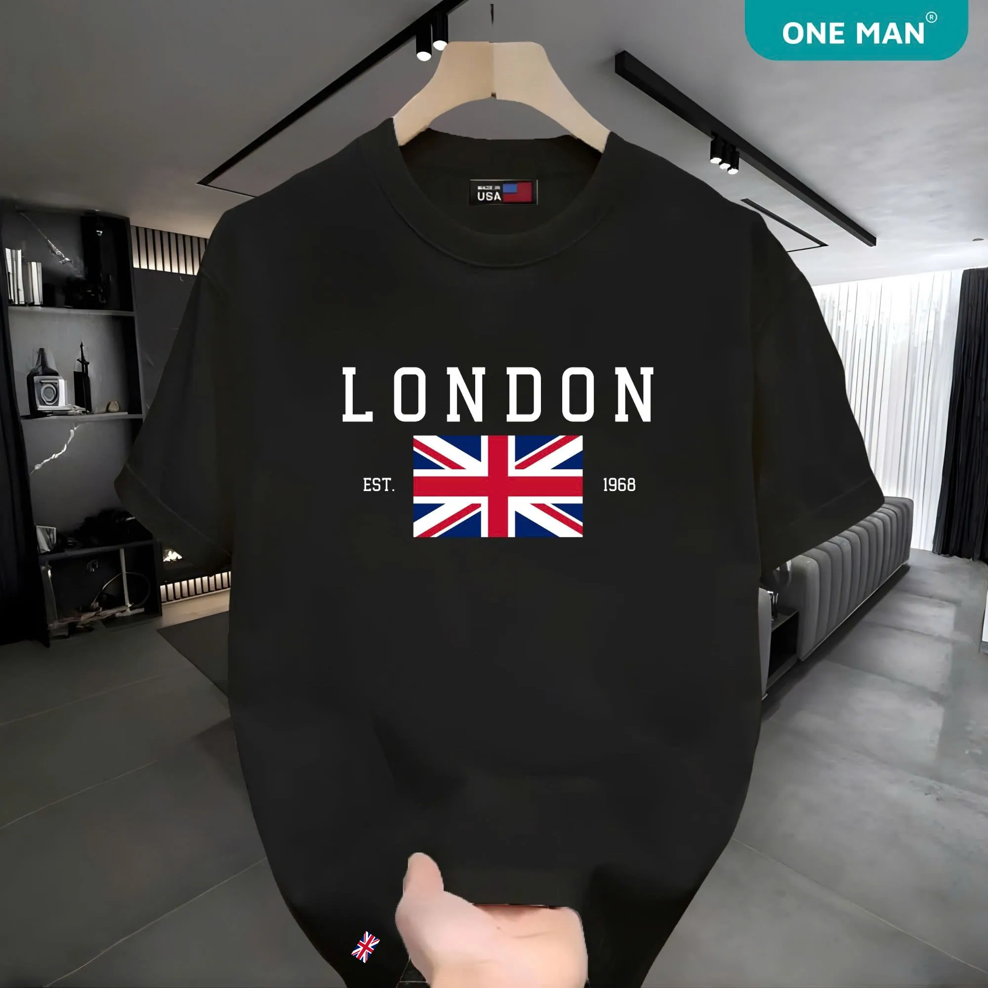 Áo thun cổ tròn 100 Cotton London - AP325 - Đen
