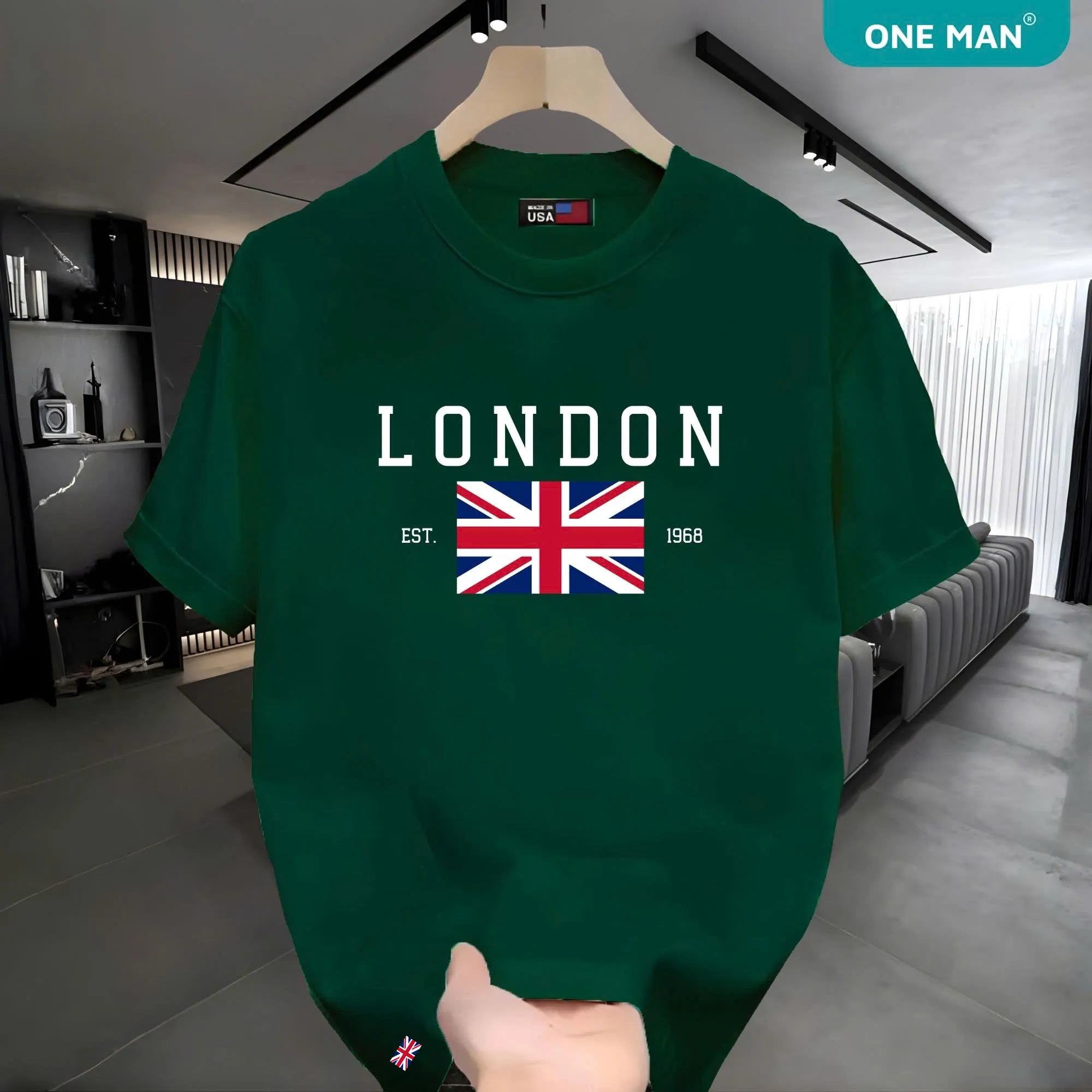 Áo thun cổ tròn 100 Cotton London - AP325 - Xanh lá