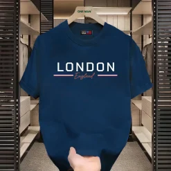 Áo thun Cotton in chữ London - AP321 - Xanh Than