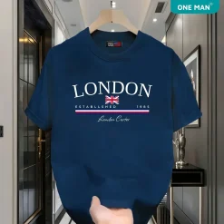 Áo thun Mem Min Thoáng mát in chữ London - AP323 - Xanh Than