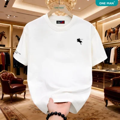 Áo thun 100 Cotton in hình Ngua Nhap Khau - AP193 - Trắng