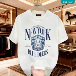 Áo thun cổ tròn in New York - AP330 - Trắng