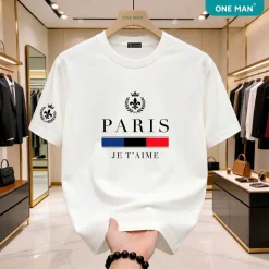 Áo thun nam nữ Cotton Cao cấp in hình - AP404 - Trắng